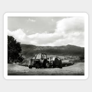 Taking away the bales - near Conwy, North Wales Sticker